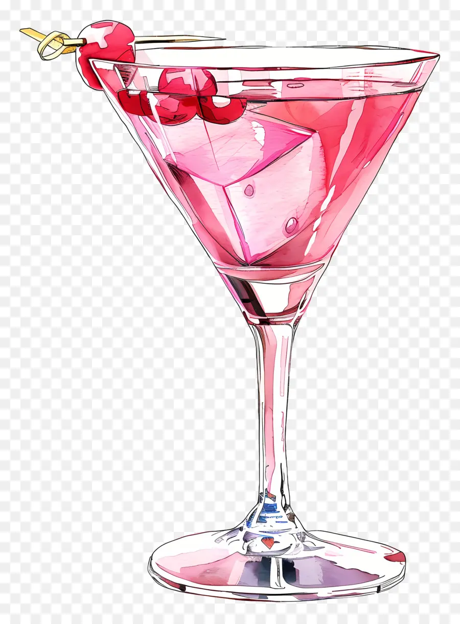 Pink Koktail，Gelas Martini PNG