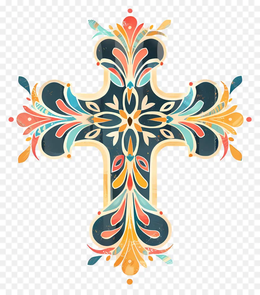 Salib Kristen，Desain Bunga PNG
