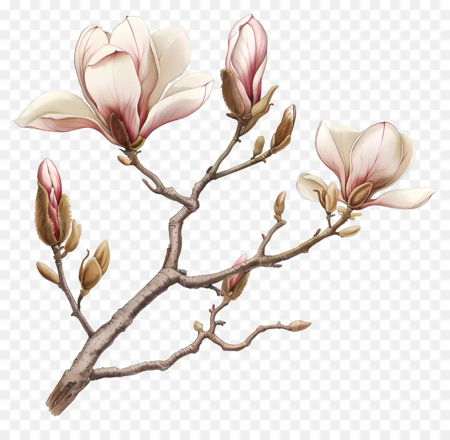 Bunga Magnolia，Pohon Mekar PNG