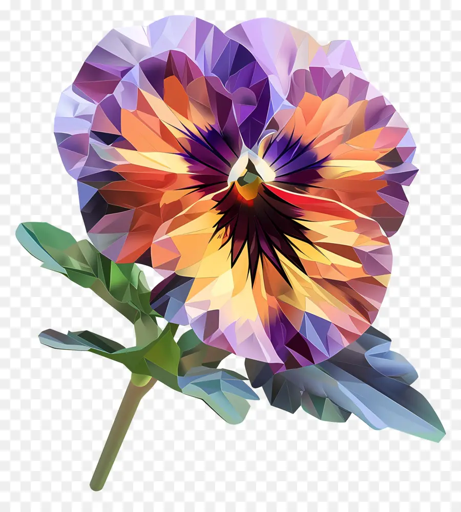 Seni Bunga Digital，Bunga Poli Rendah PNG