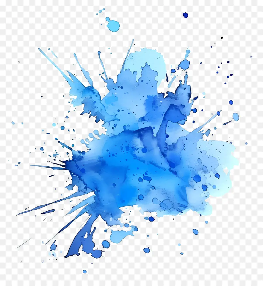 Biru Cat Air Splash，Lukisan Cat Air PNG