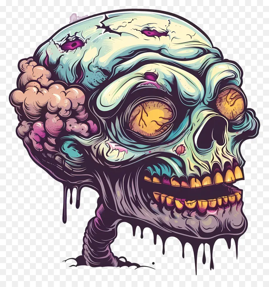 Kepala Zombie，Kartun Tengkorak PNG