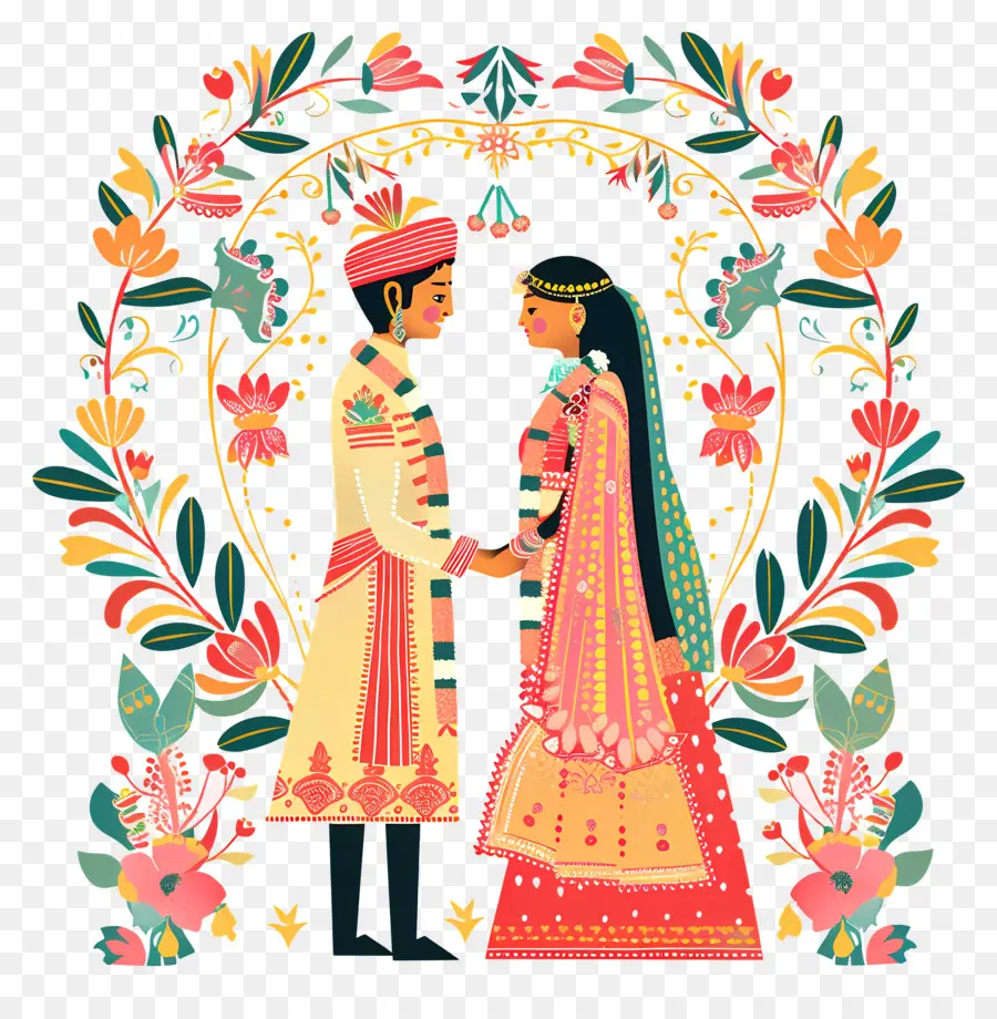 India Pernikahan，Pengantin Wanita Dan Pengantin Pria PNG