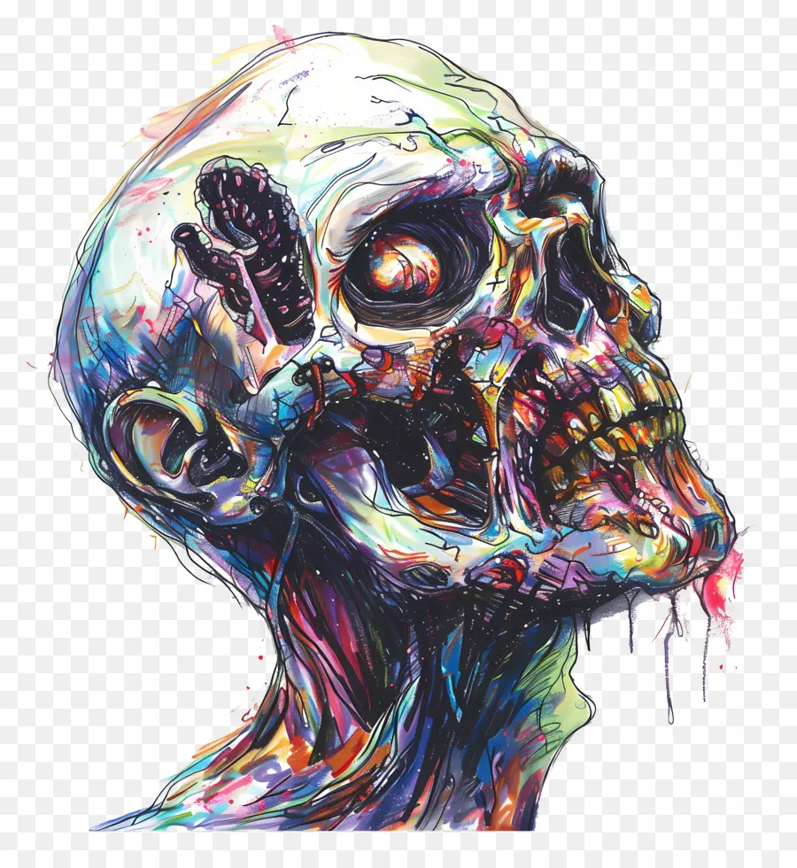 Kepala Zombie，Lukisan Digital PNG