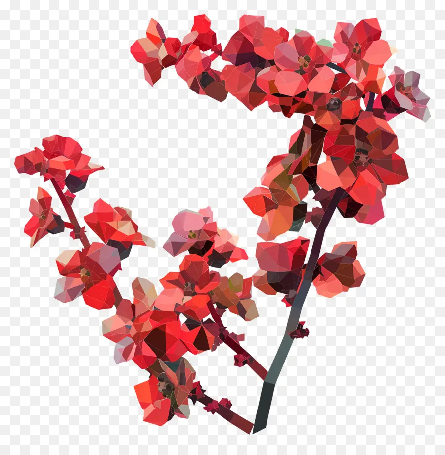 Digital Bunga，Bunga Bunga Merah PNG