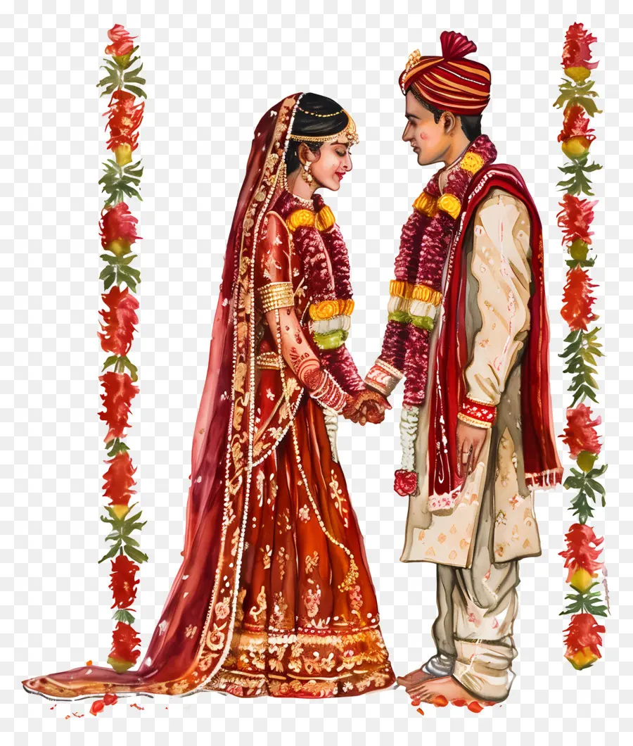 India Pernikahan，Pasangan Pengantin Baru PNG