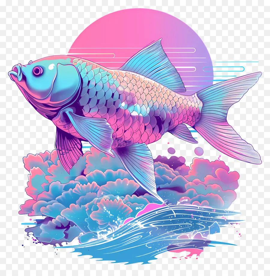 Ikan Gelombang Uap，Vaporwave PNG