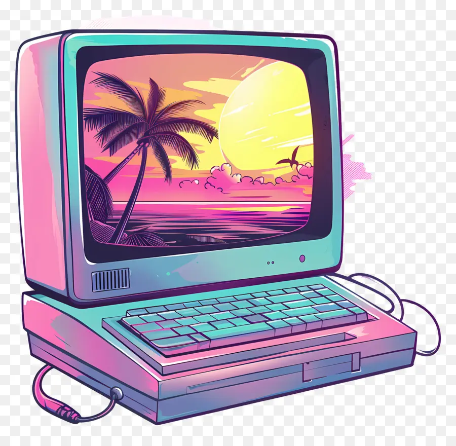 Komputer Gelombang Uap，Vaporwave PNG