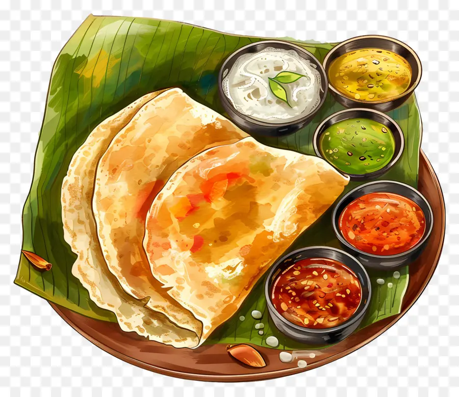 Dosa India，Makanan Tradisional India PNG