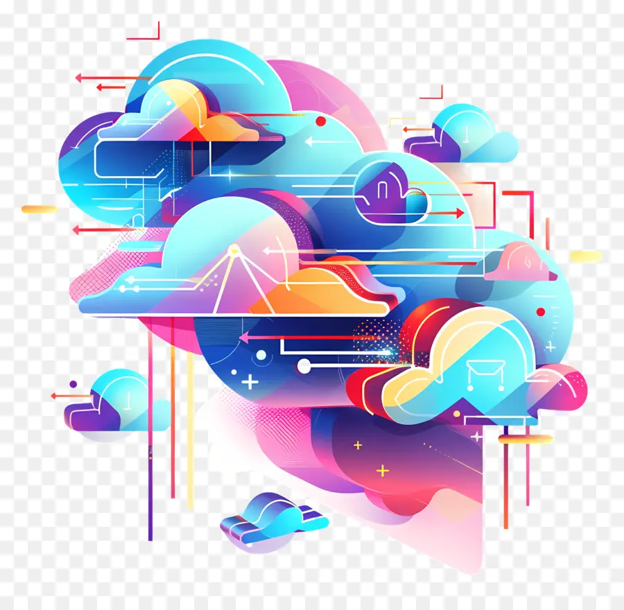 Penyimpanan Cloud Cyber，Seni Abstrak PNG