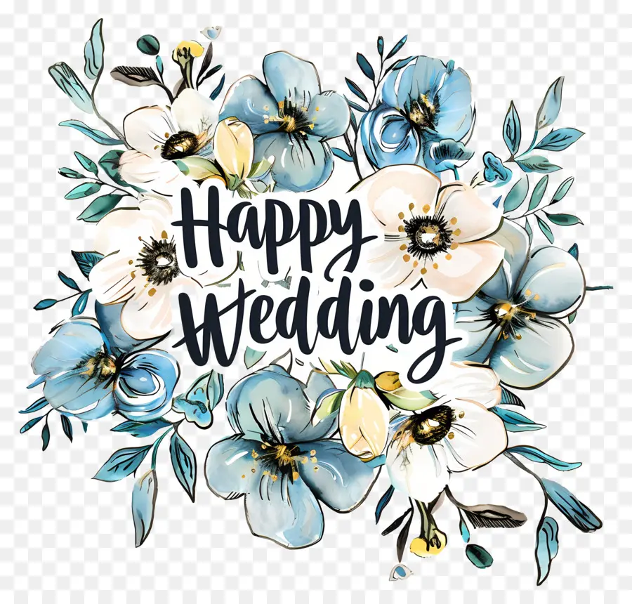 Pernikahan，Bunga Biru Dan Putih PNG