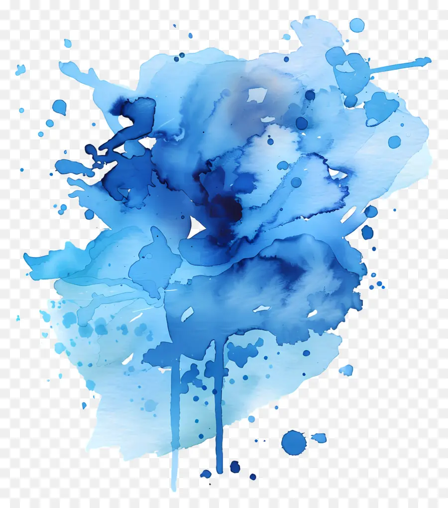 Biru Cat Air Splash，Lukisan Cat Air PNG