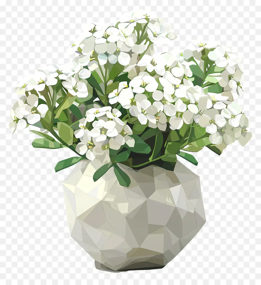 Seni Bunga Digital，Vas Putih PNG