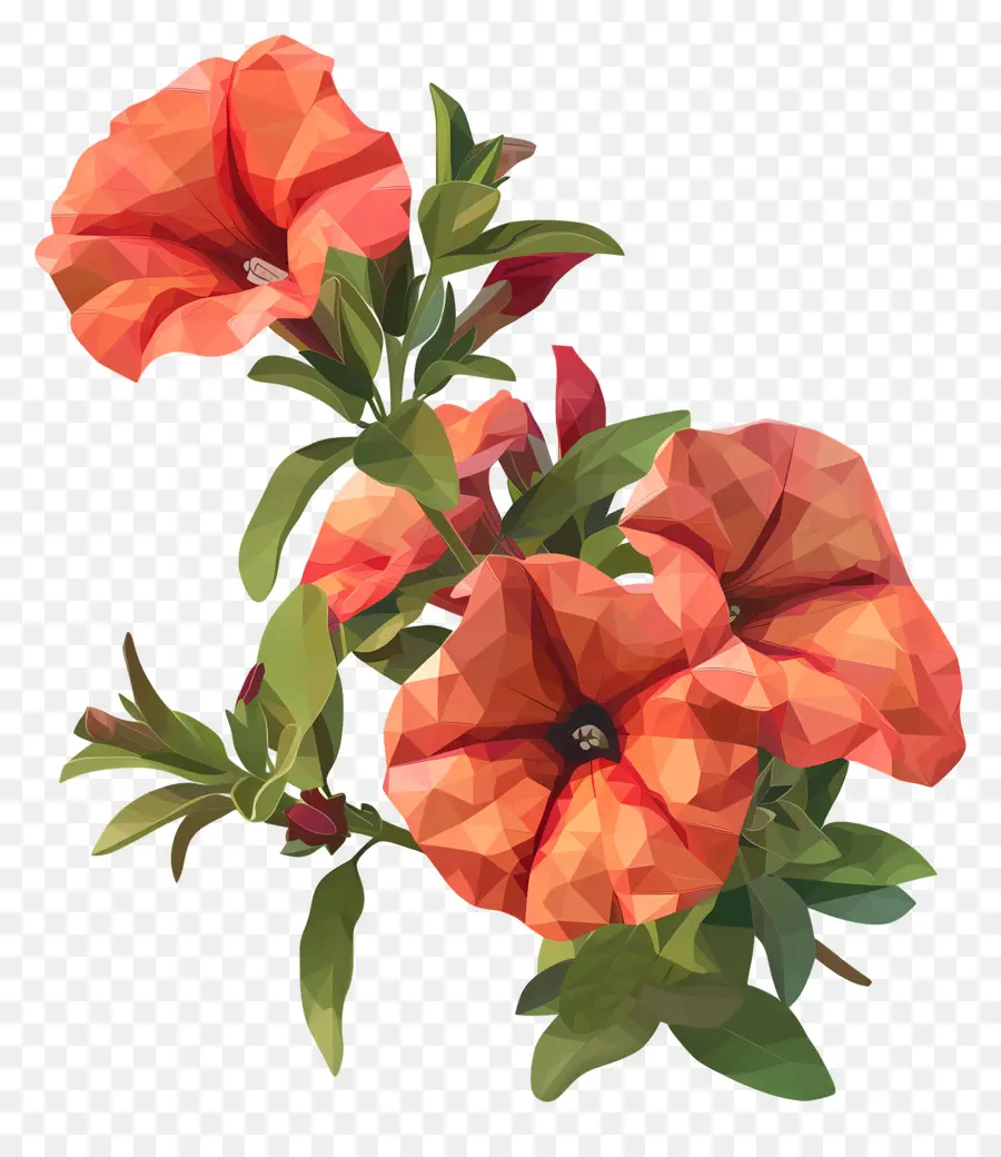 Digital Bunga，Bunga Oranye PNG