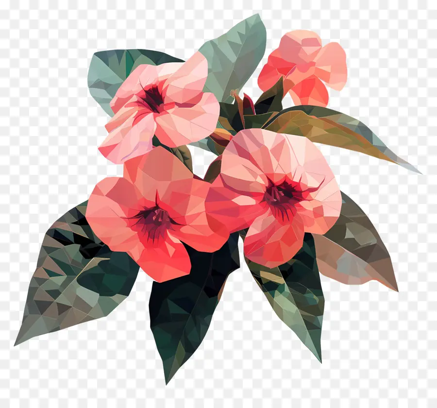 Seni Bunga Digital，Bunga Merah Muda PNG