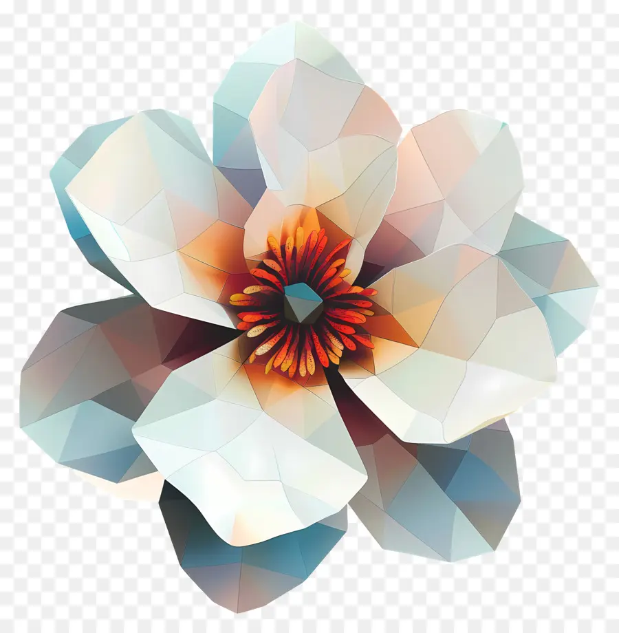 Digital Bunga，Bunga Poli Rendah PNG