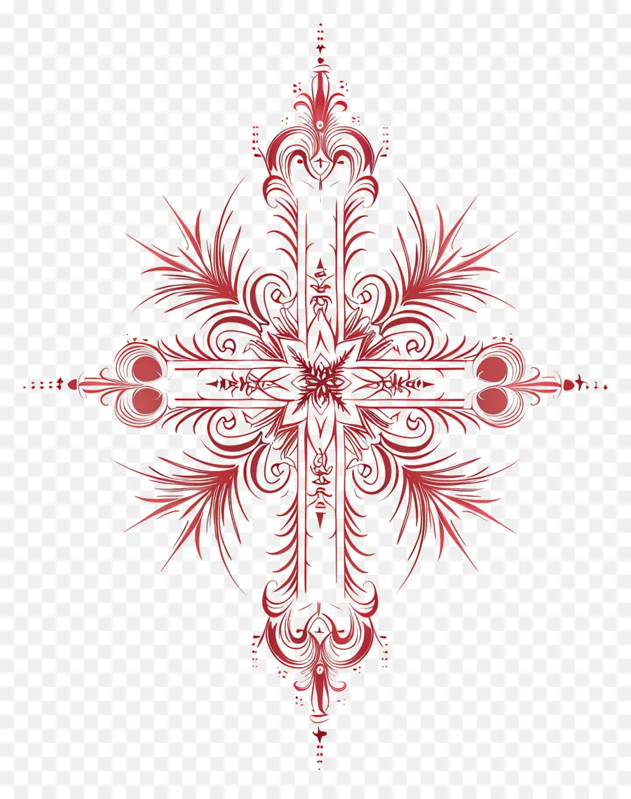 Salib Kristen，Desain Bunga Merah PNG
