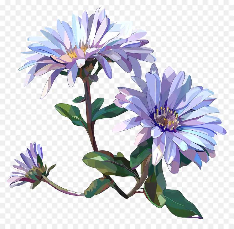 Digital Bunga，Bunga Bunga Biru PNG