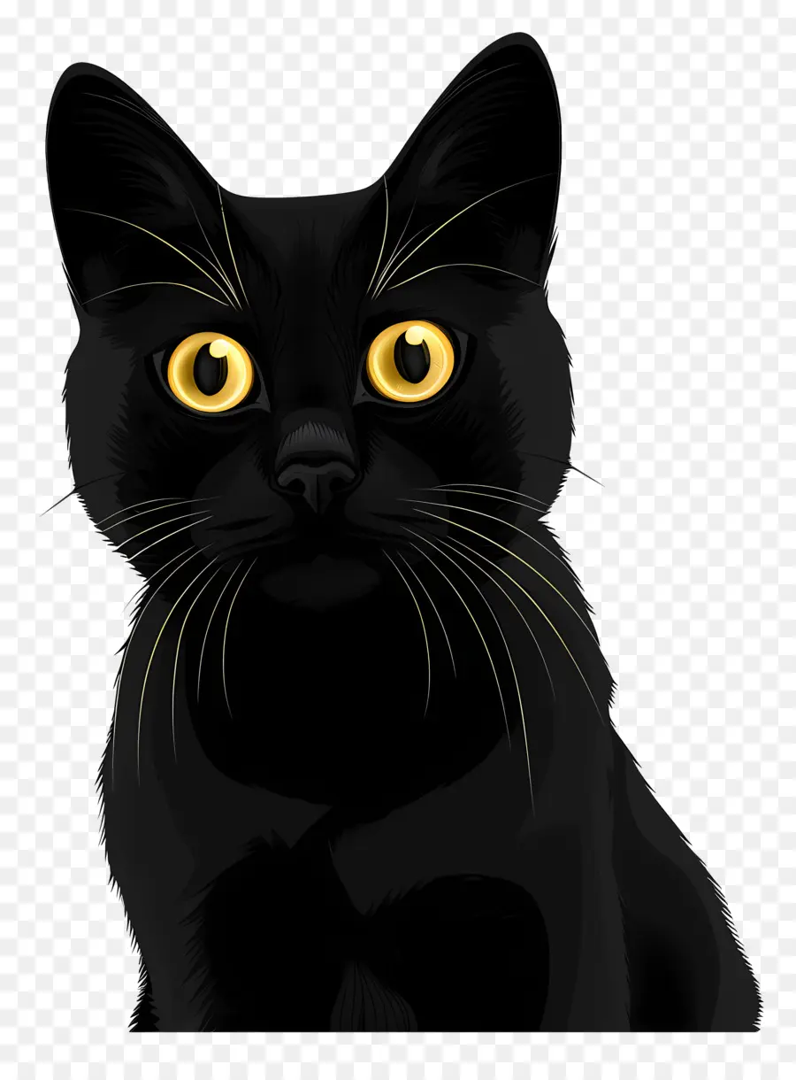 Kucing Hitam，Mata Kuning PNG