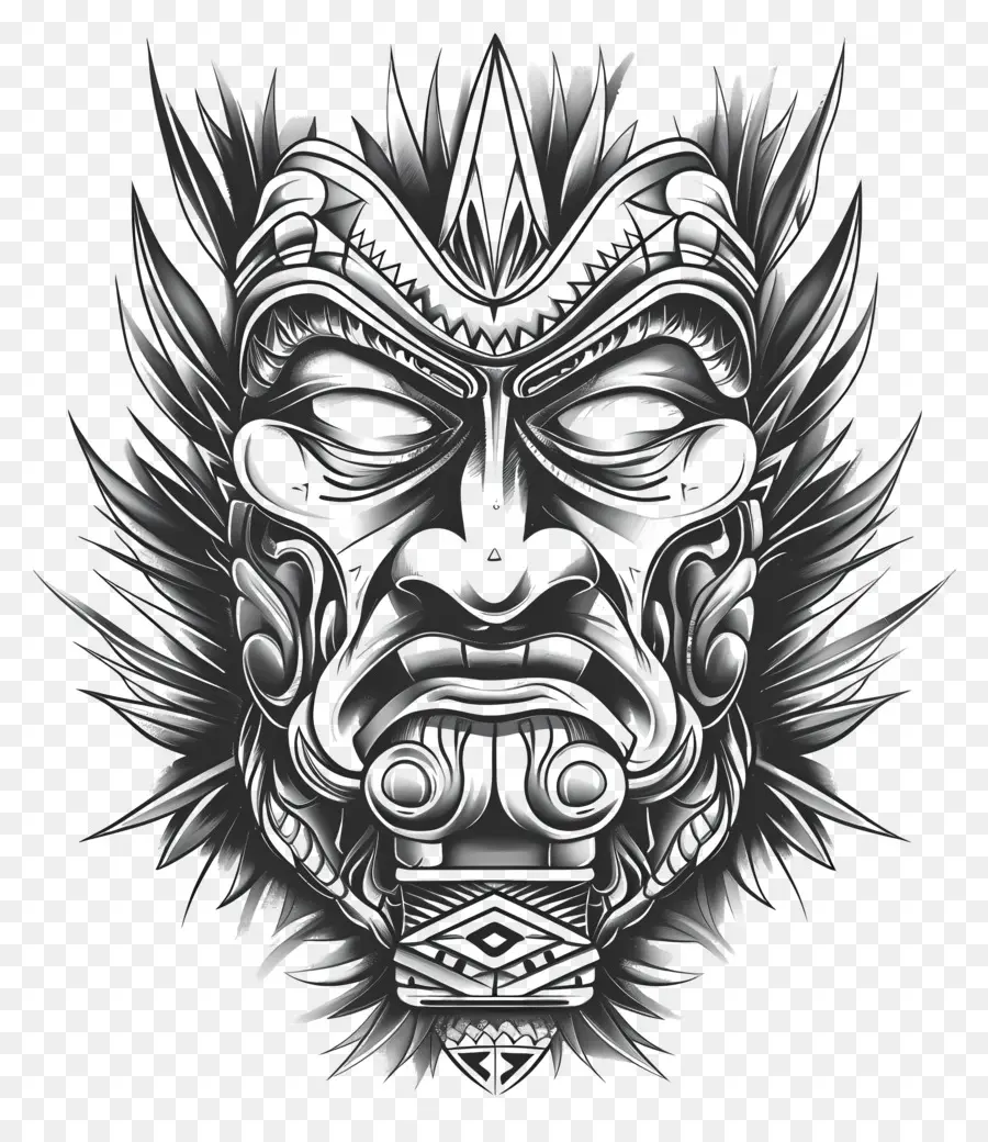 Tato Polinesia，Topeng Handdrawn PNG