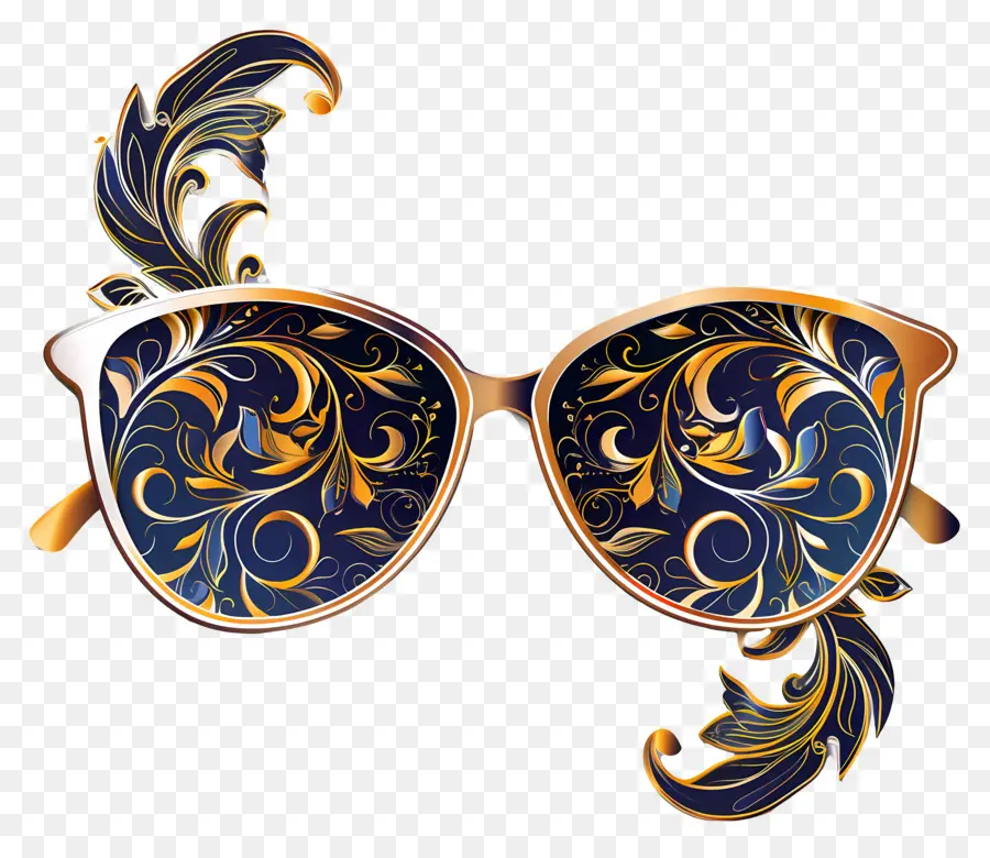Desain Sunglass，Kacamata Hitam Emas PNG