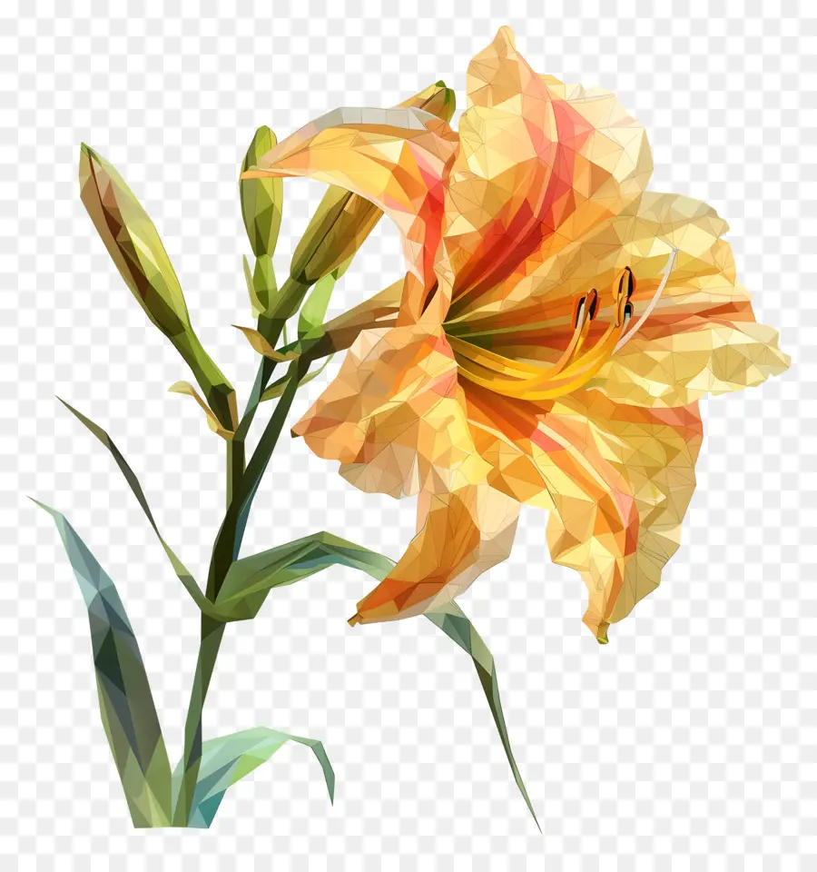 Digital Bunga，Kuning Daylily PNG
