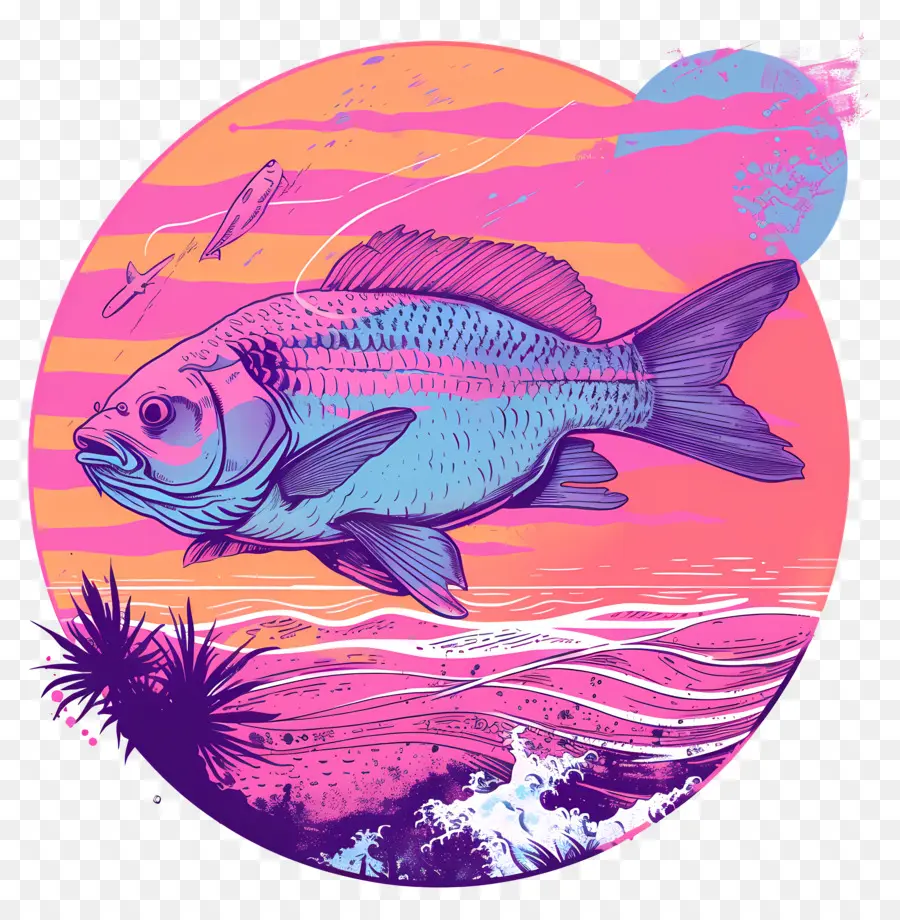 Ikan Gelombang Uap，Vaporwave PNG