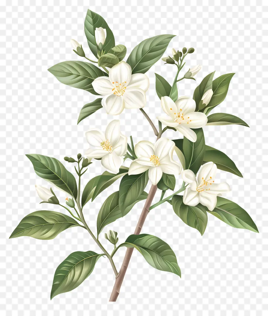 Bunga Melati Putih，Pohon Berbunga PNG