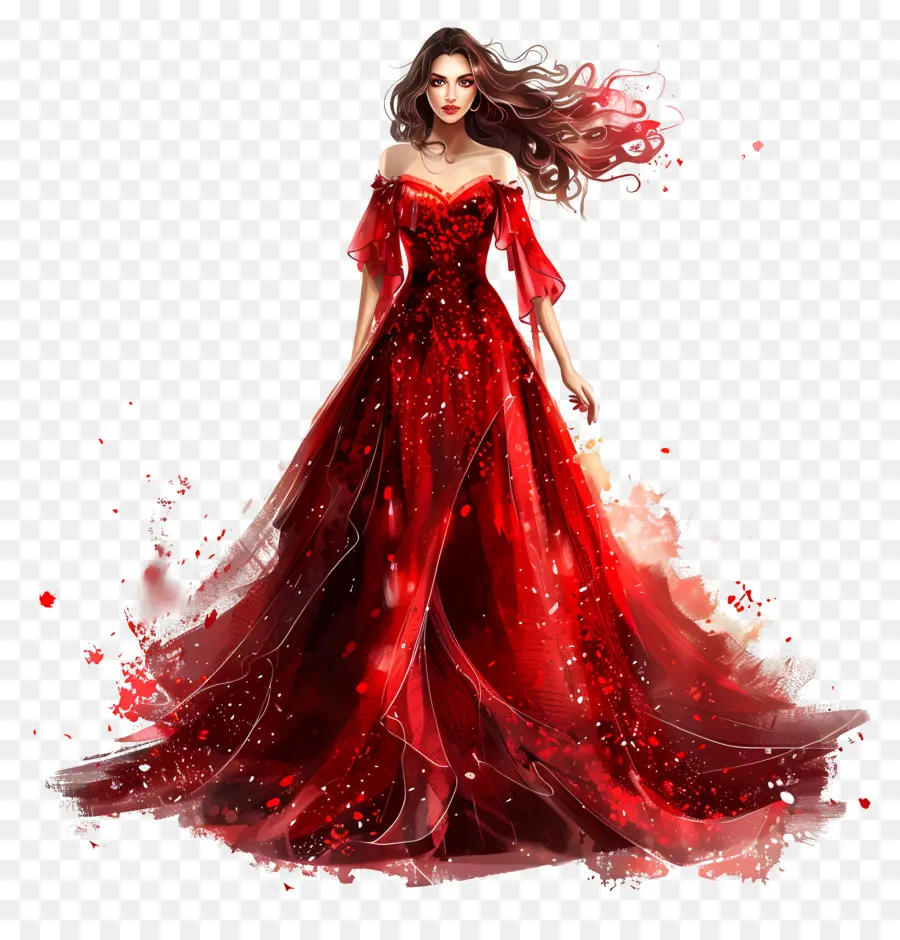 Gaun Pengantin Merah，Gaun Merah PNG