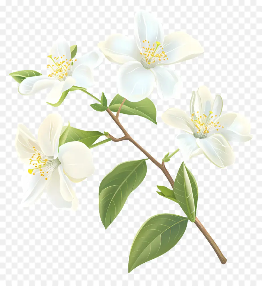Bunga Melati Putih，Bunga Jasmine Putih PNG