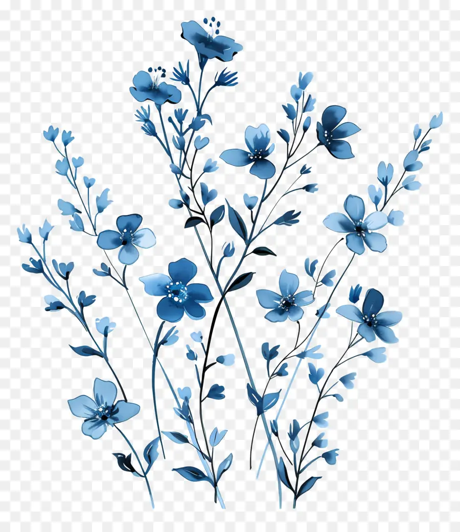 Bunga Bunga Biru，Lukisan PNG