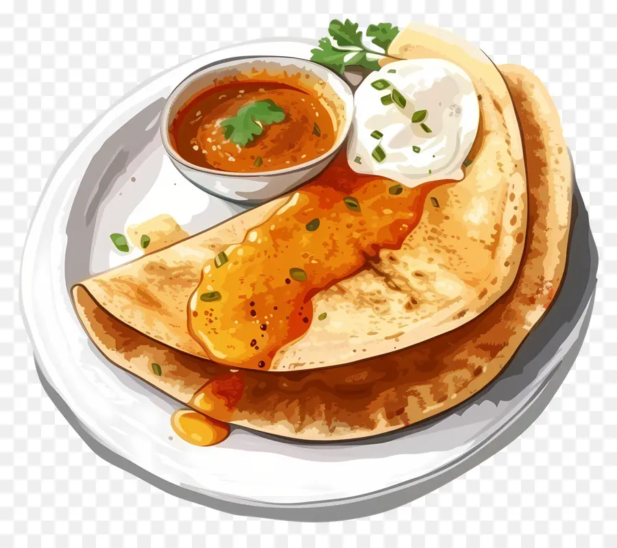 Masala Dosa，Crepes Yang Lezat PNG