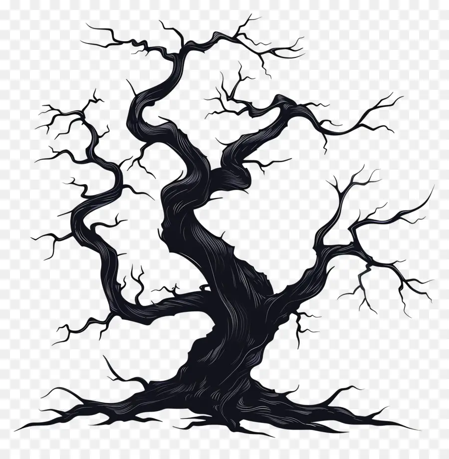 Pohon Hitam Halloween，Pohon Tua PNG