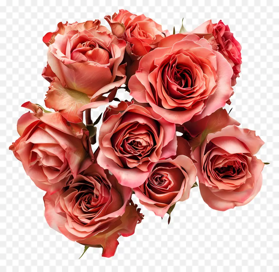Tumpukan Bunga，Mawar Merah Muda PNG