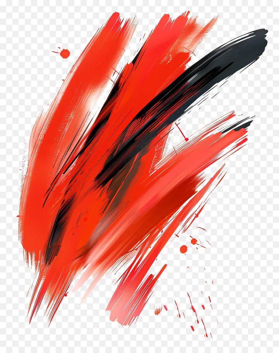 Merah Sikat Stroke，Seni Abstrak PNG