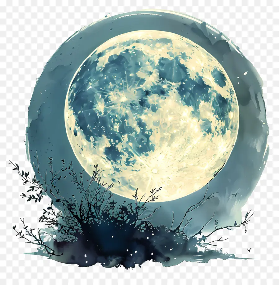 Bulan Purnama，Langit Biru PNG