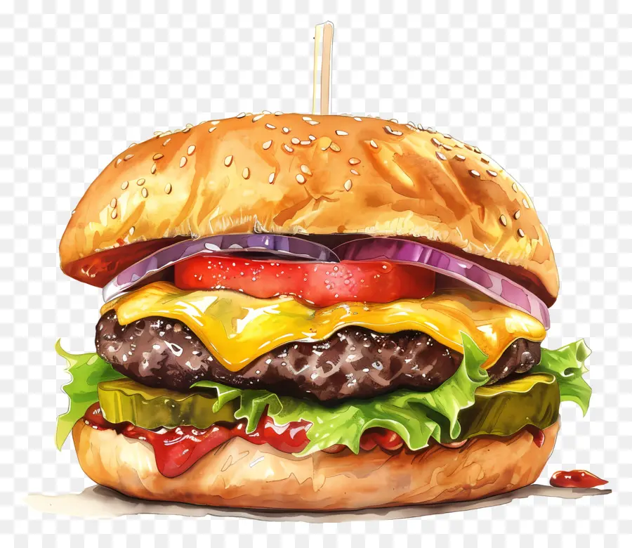 Hamburger，Burger Keju PNG