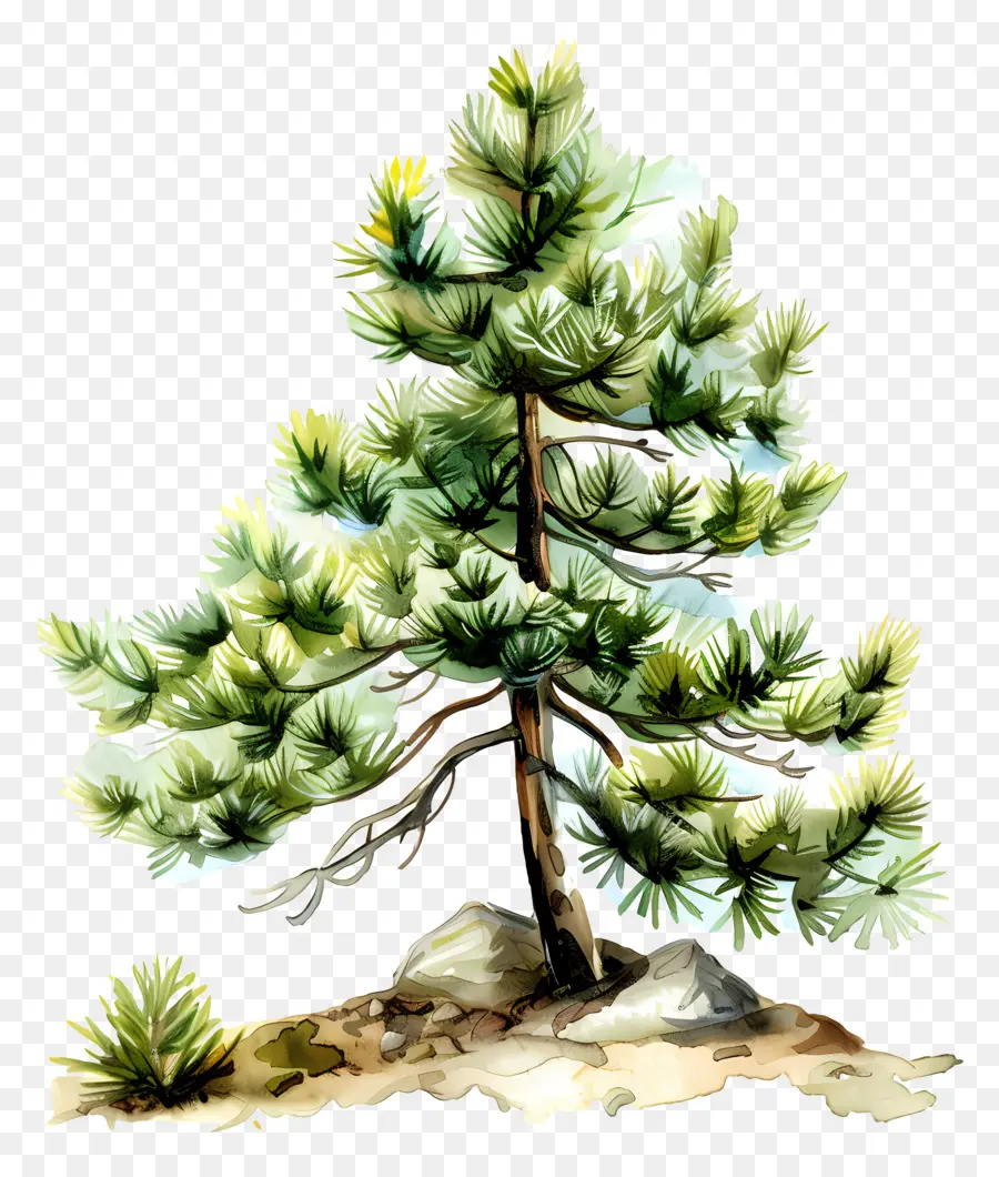 Pohon Pinus，Rocky Hillside PNG