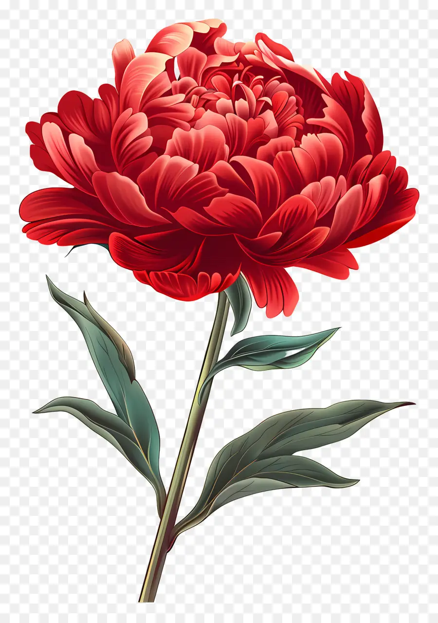 Peony，Bunga Merah PNG