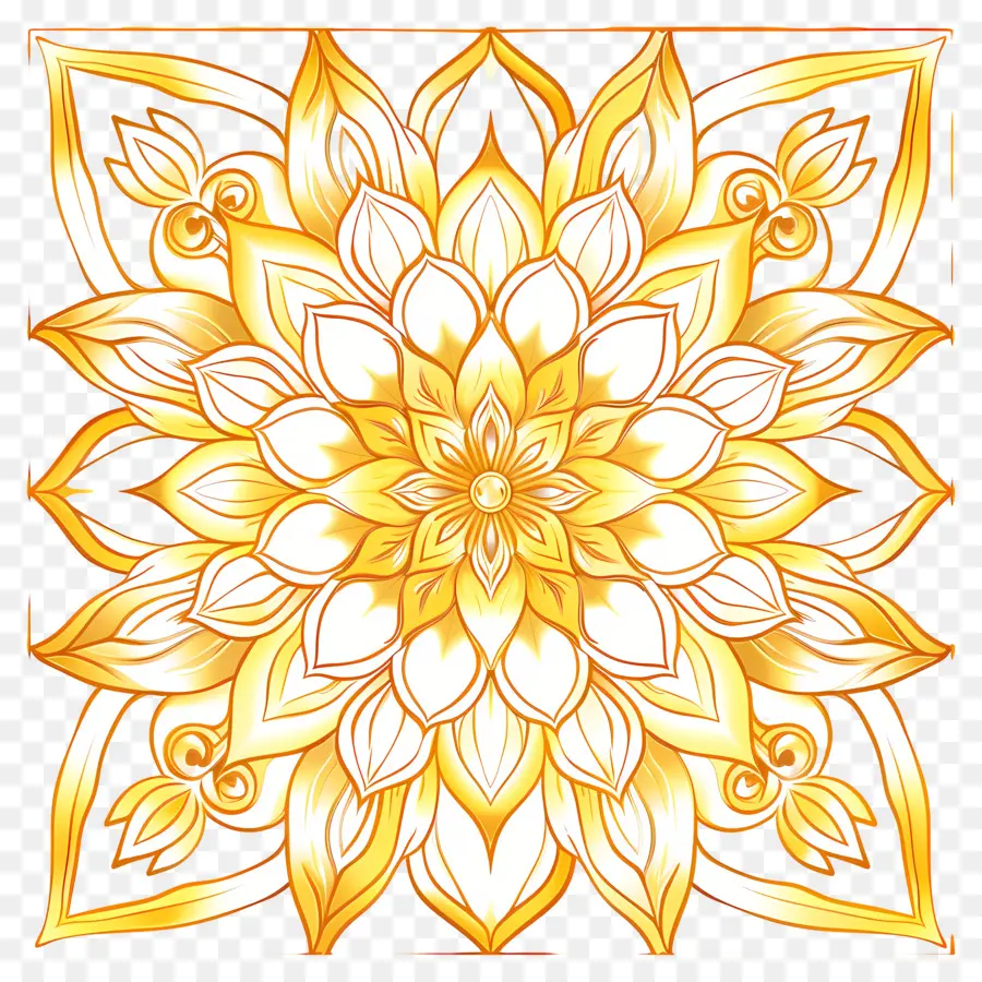 Pola Mandala Emas，Desain Bunga PNG