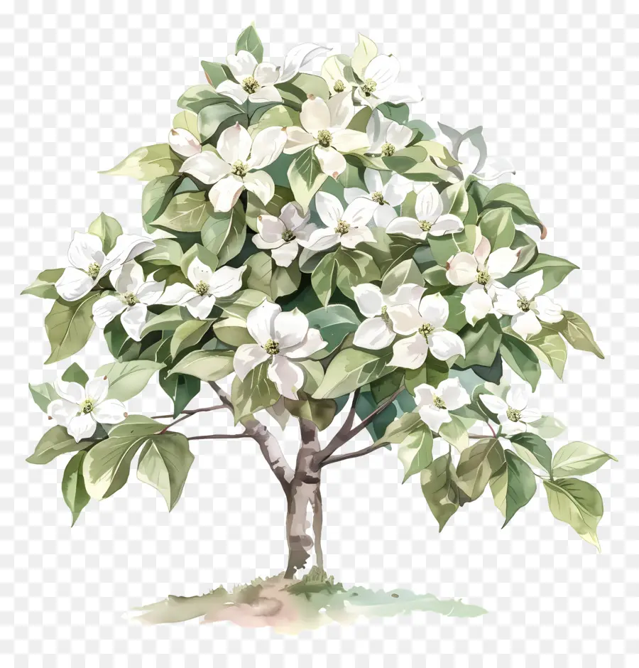 Pohon Dogwood，Bunga Putih PNG