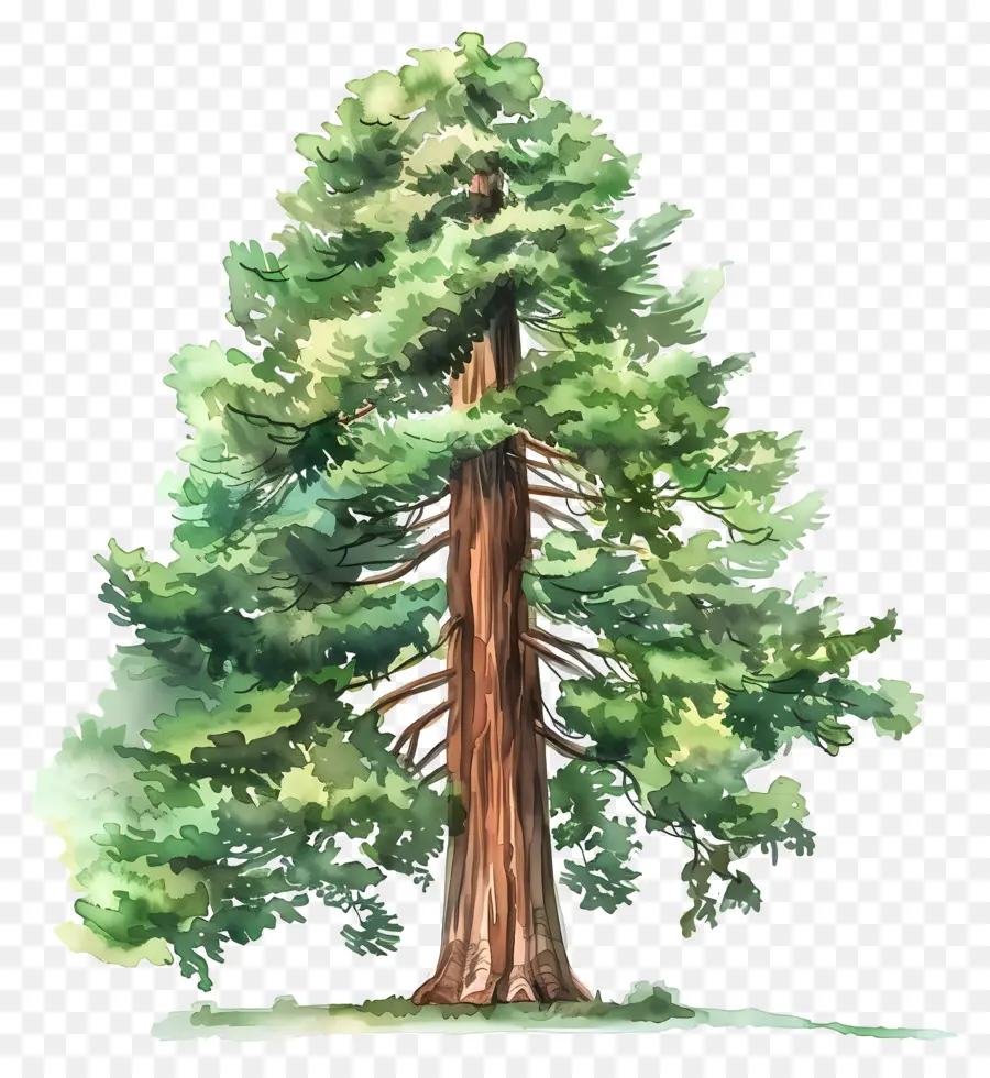Pohon Redwood，Lukisan Cat Air PNG
