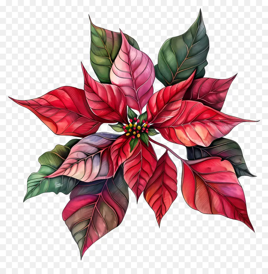 Poinsettia，Merah Dan Hijau PNG