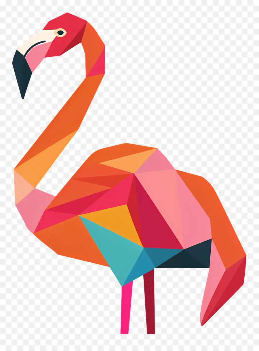 Flamingo Siluet，Flamingo Poli Rendah PNG