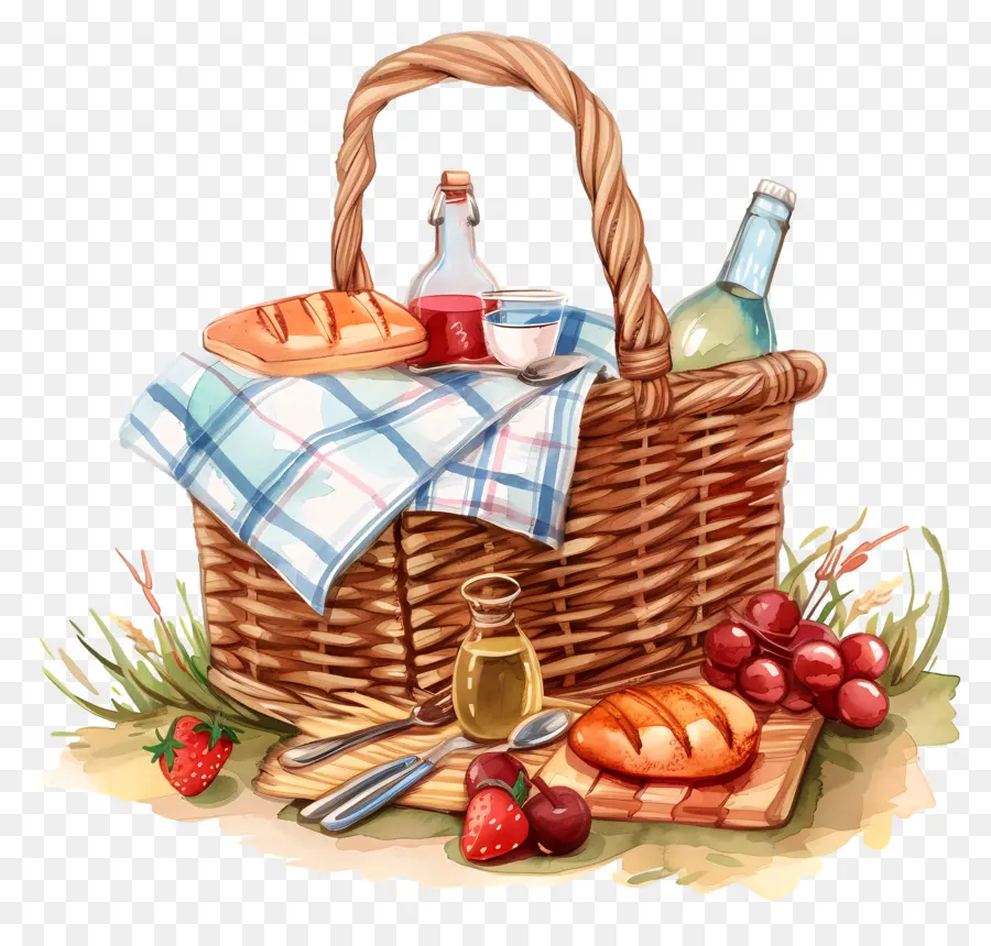 Keranjang Piknik，Makanan Dan Minuman PNG