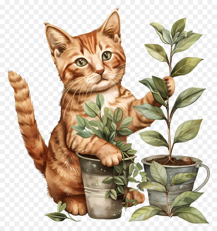 Gardener Cat，Kucing Kucing Oranye Kecil PNG