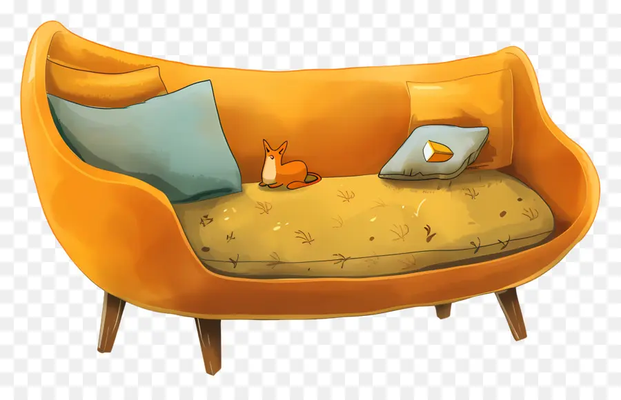 Sofa，Biru Dan Kuning PNG