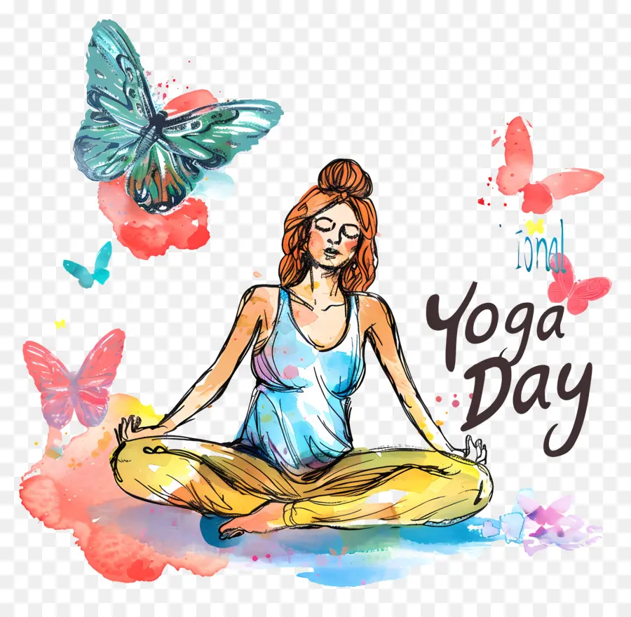 Hari Yoga Internasional，Lukisan Cat Air PNG