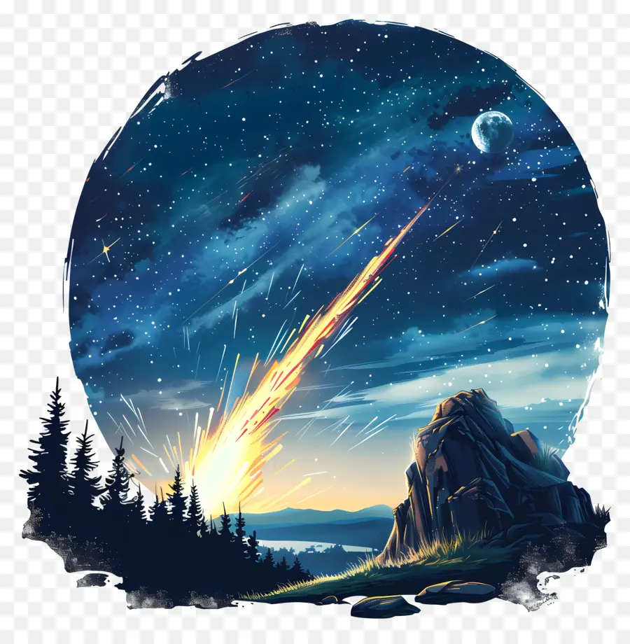 Meteor Menonton Di Malam Hari，Langit Malam PNG
