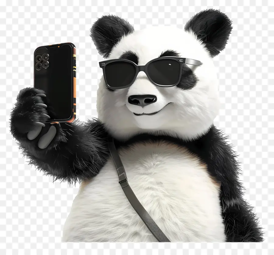 Hewan Selfie，Panda Dengan Telepon PNG